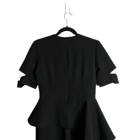 Hannah Women's Black Bodycon Ruffle Trim Midi Dress - Picture 6 of 10